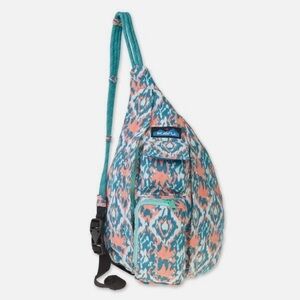 KAVU Rope Sling Bag "Beach Paint" Teal Orange Crossbody Excellent